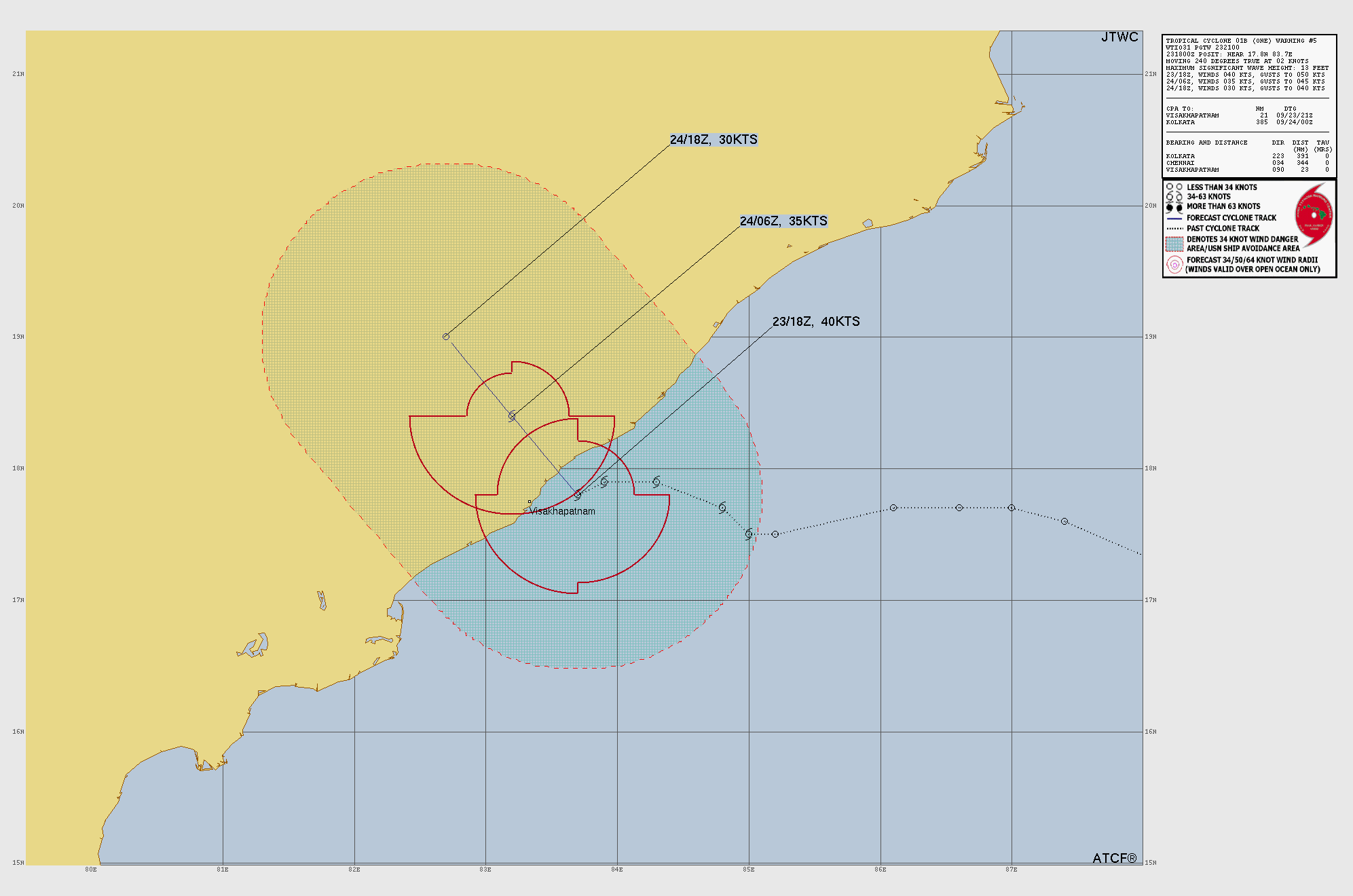 Official forecast cone for Tropical Depression 95B