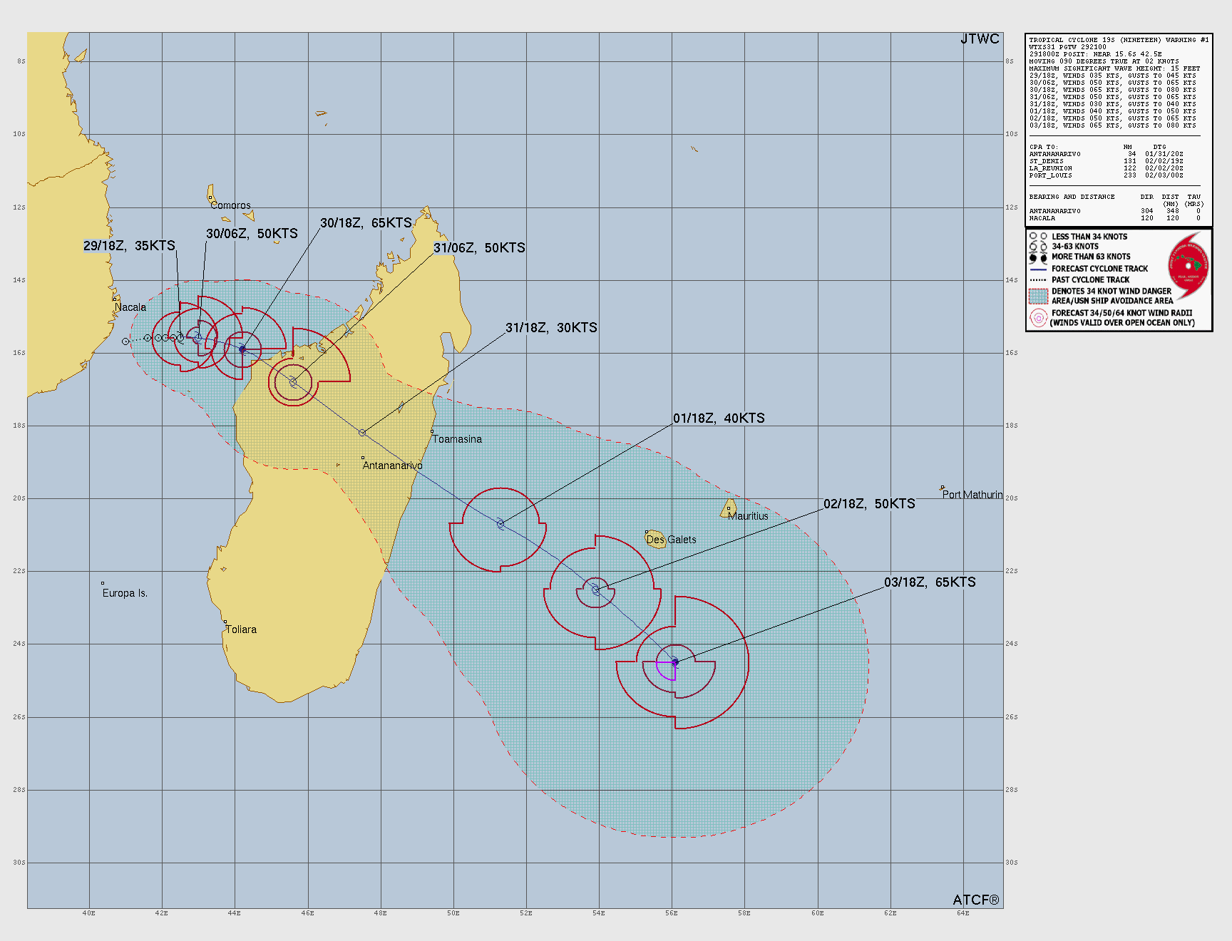 Official forecast cone for Tropical Storm NINETEEN