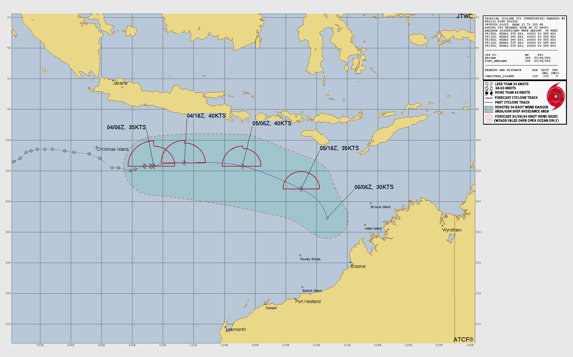 Official forecast cone for Tropical Storm TWENTYFIVE