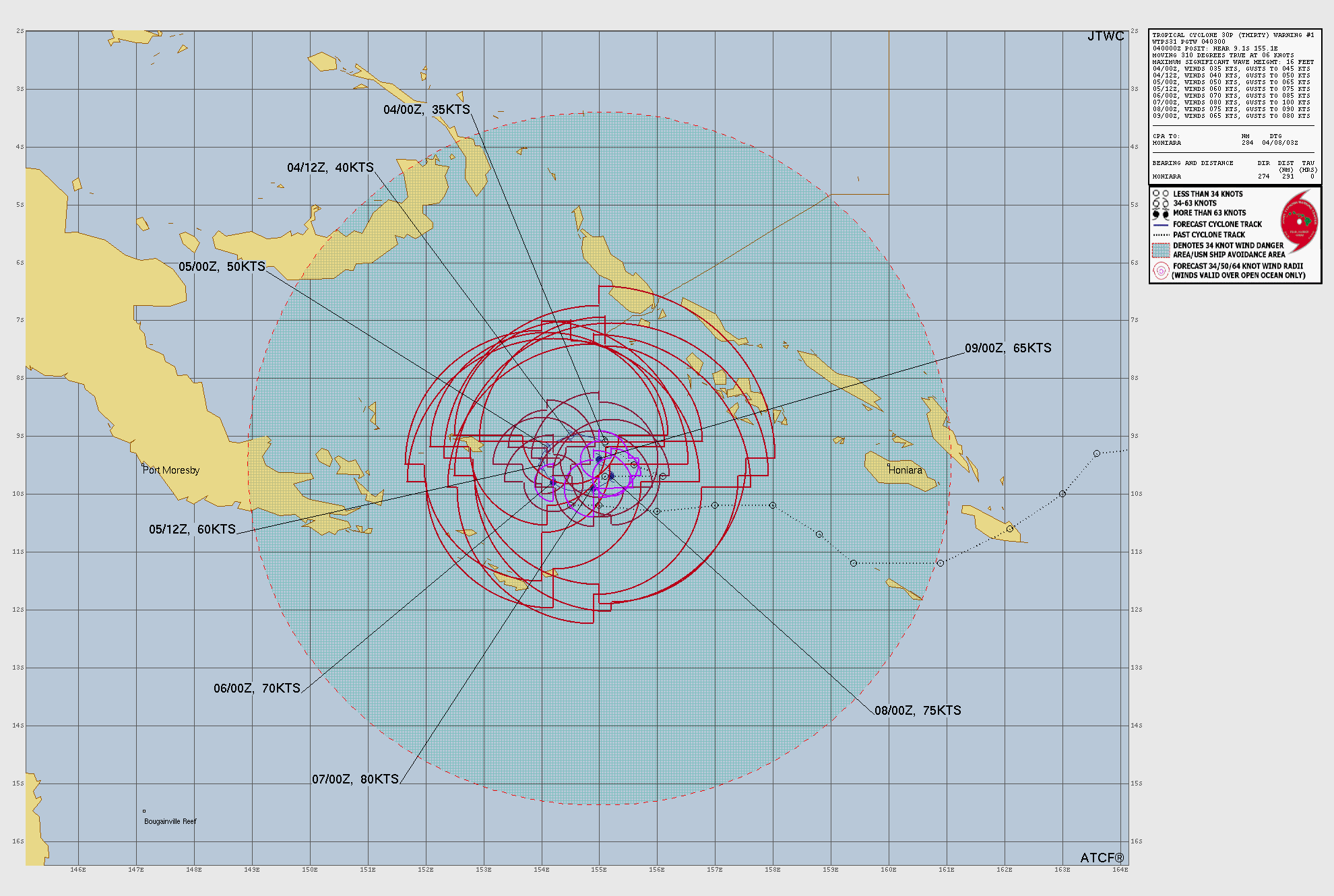Official forecast cone for Tropical Storm THIRTY