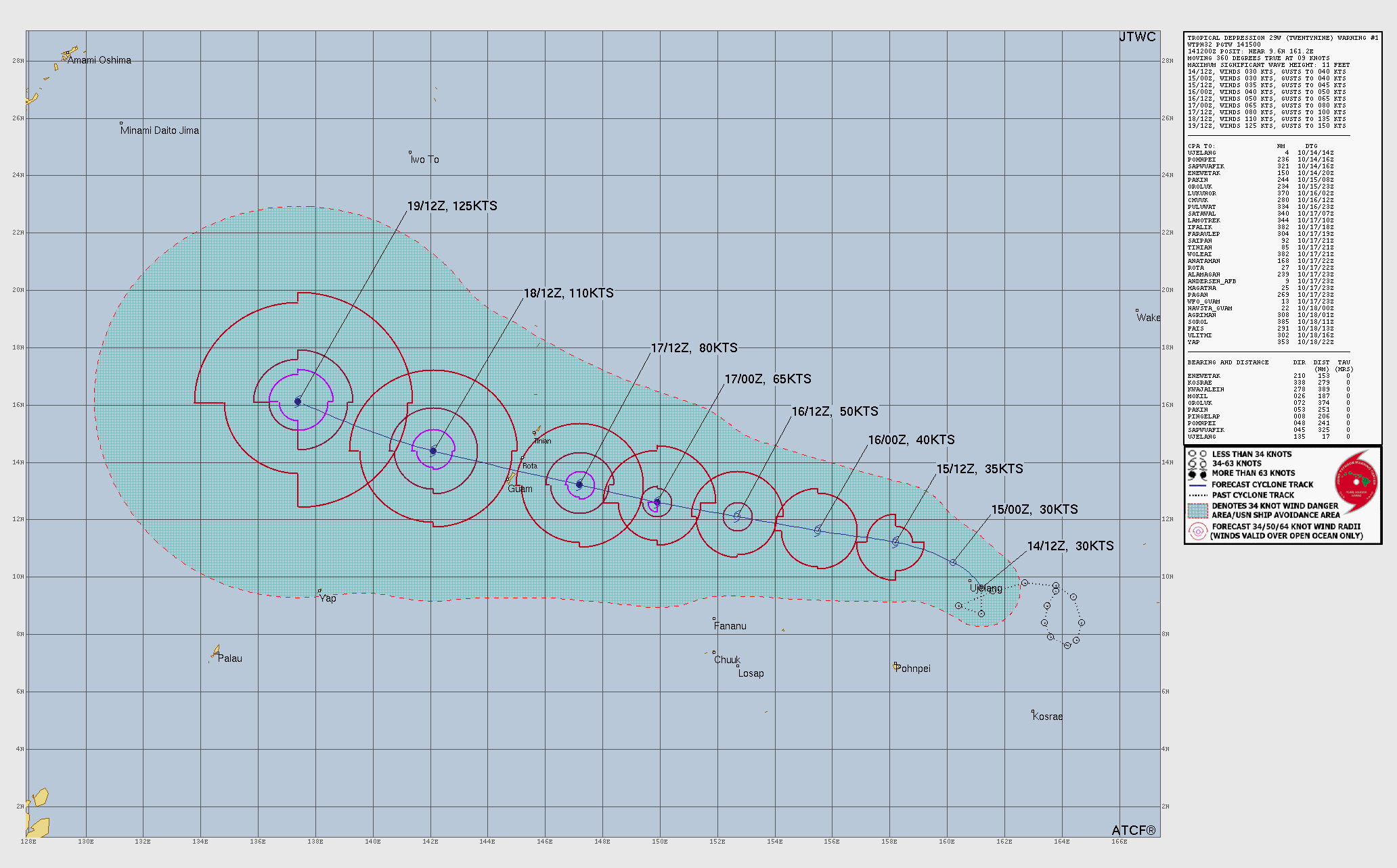 Official forecast cone for Tropical Depression TWENTYNINE